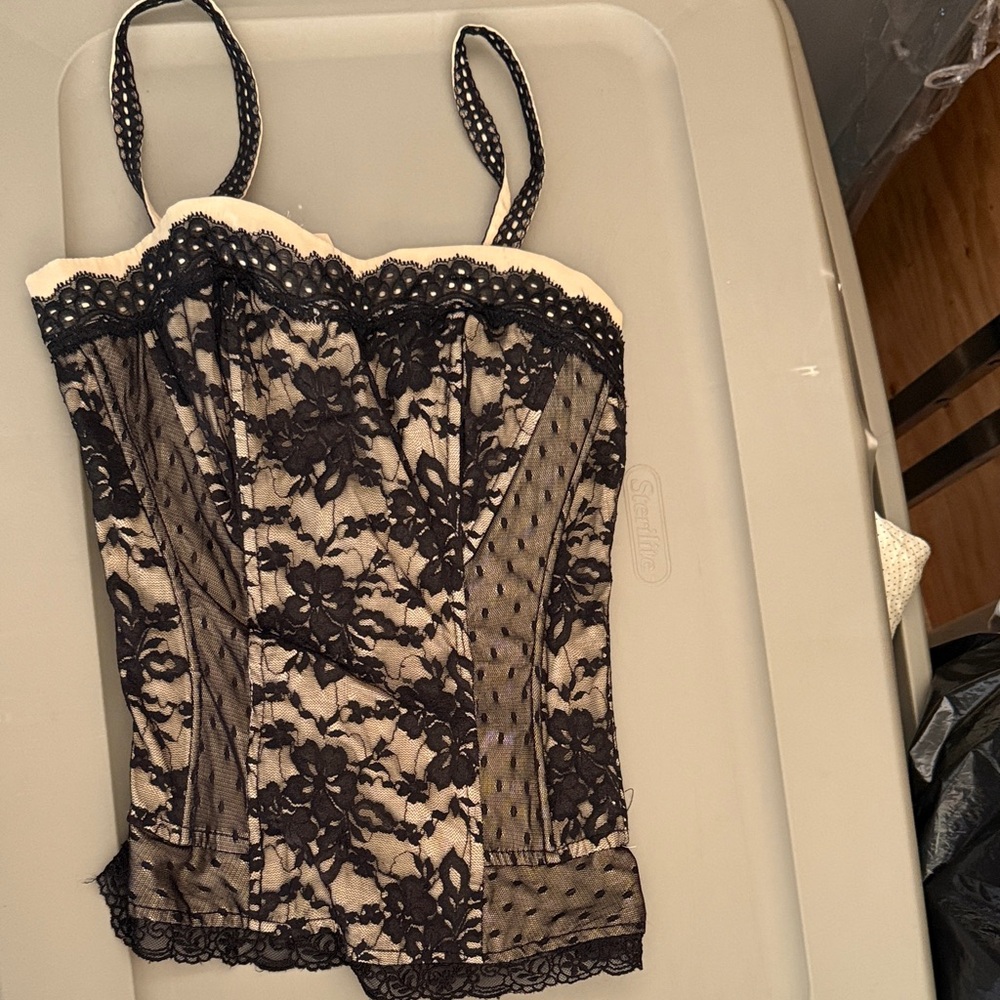 Black Lace Corset Top TRIPP XS Rare